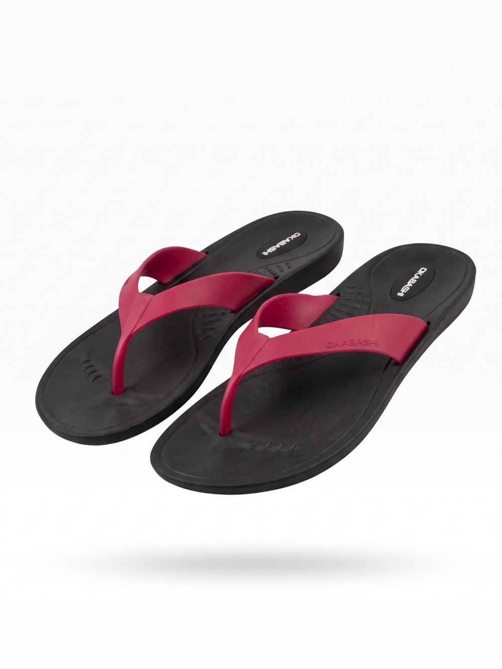 Okabashi Black Flip Flop Sandals with Pink Straps